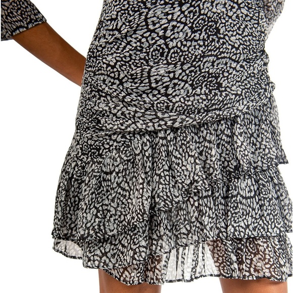 SUNCOO Chirel Shirred Metallic Dress in Carbonne - Picture 3 of 13